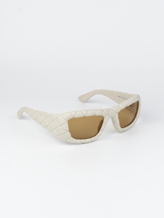 Bottega Veneta Women Sunglasses Pattern Chalk White Brown Rectangle BV1303S 006 main image 9